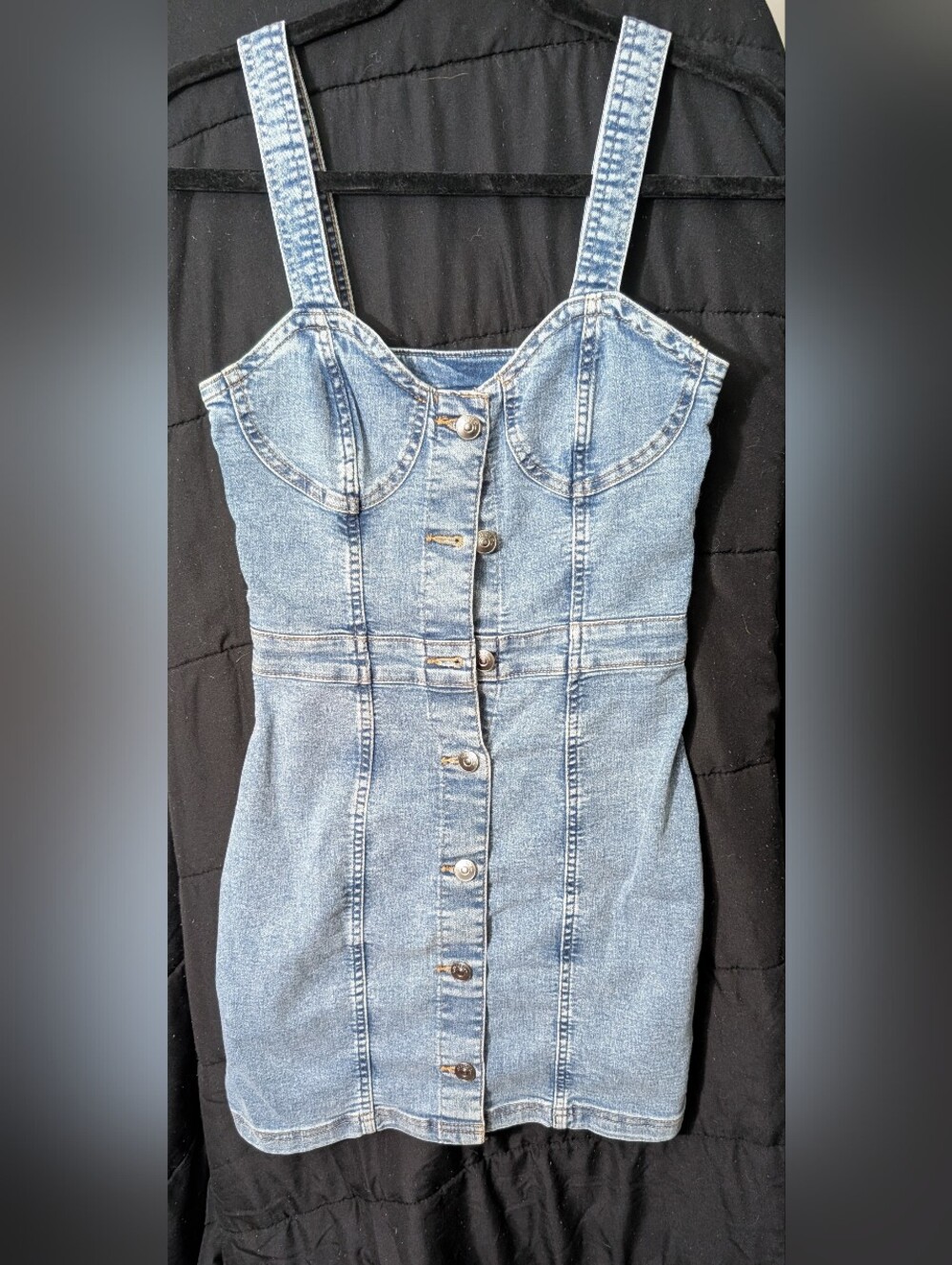 H&M Light Blue Denim Button-Front Mini Dress - Picture 1 of 3